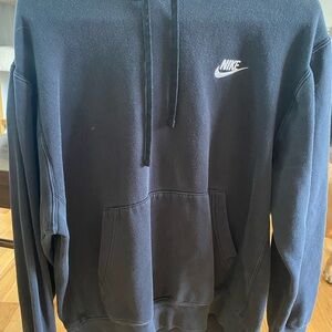 Nike Black Men's Pullover Hoodie with White Swoosh
